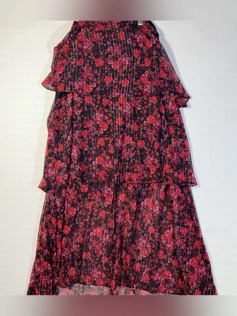 Haute Nites Floral Tiered Cutout Maxi Dress Small Flowy Fairy Party Going Out - Picture 5 of 13